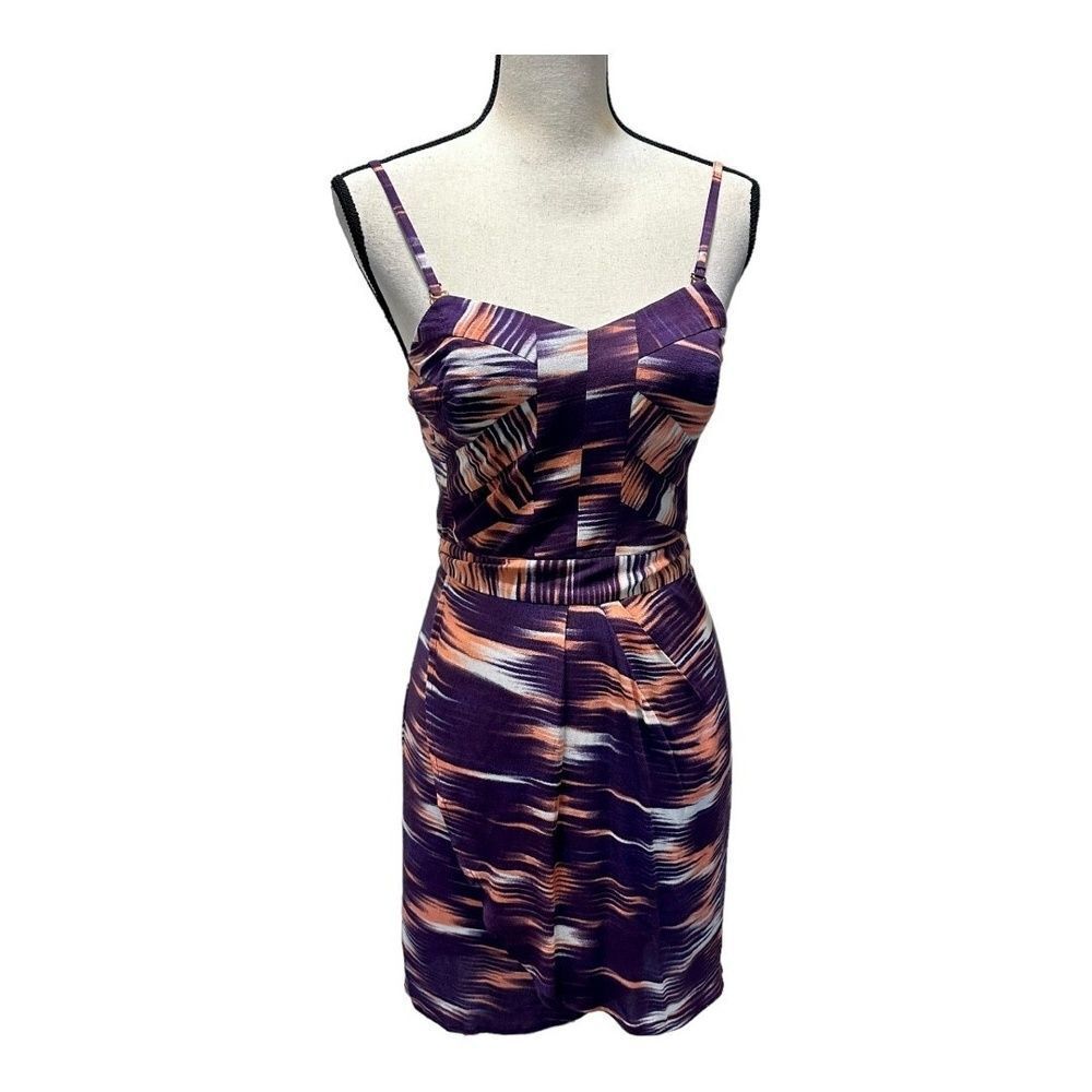 Finders Keepers Womens Tulip Dress Sleeveless Purple Pink Print Mini Casual S
